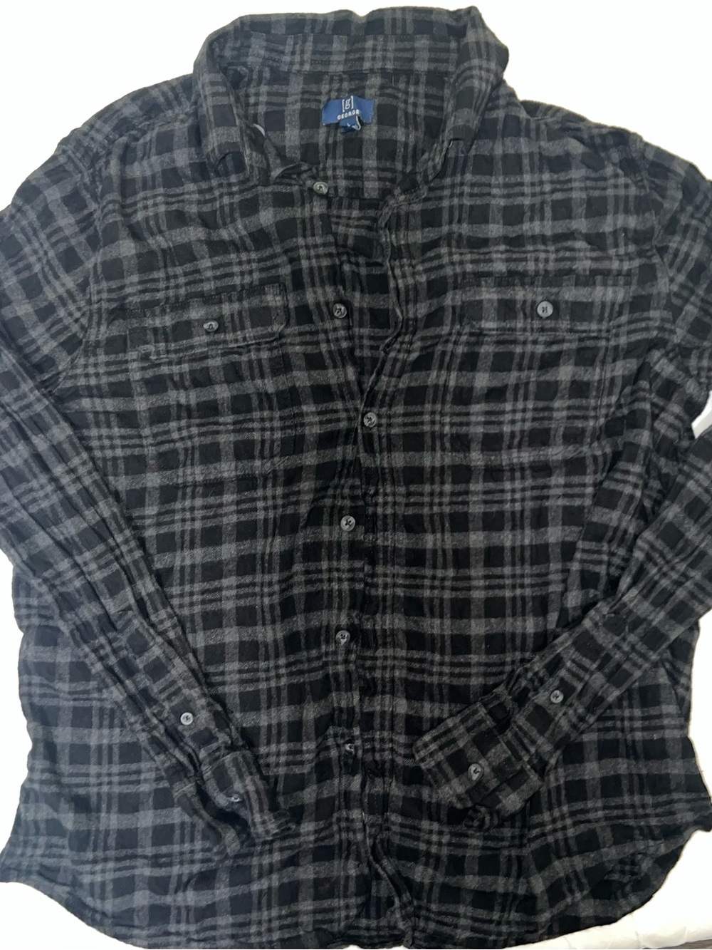 Men's Black & Gray George Plaid Button-Down Shirt - Casual Long Sleeve
